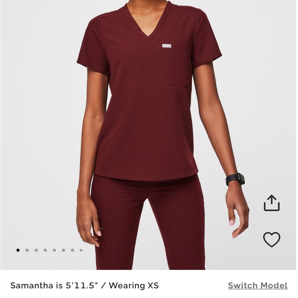 Figs Burgundy Scrubs Set